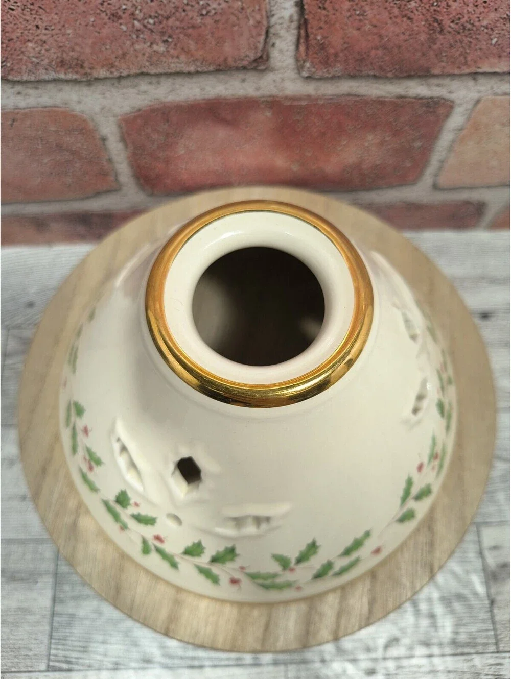 Lenox Dimension Collection Large Holiday Holly Berries Votive Candle Lamp Shade
